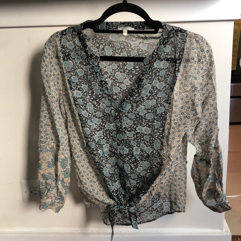 Joie sheer tie front blouse size S